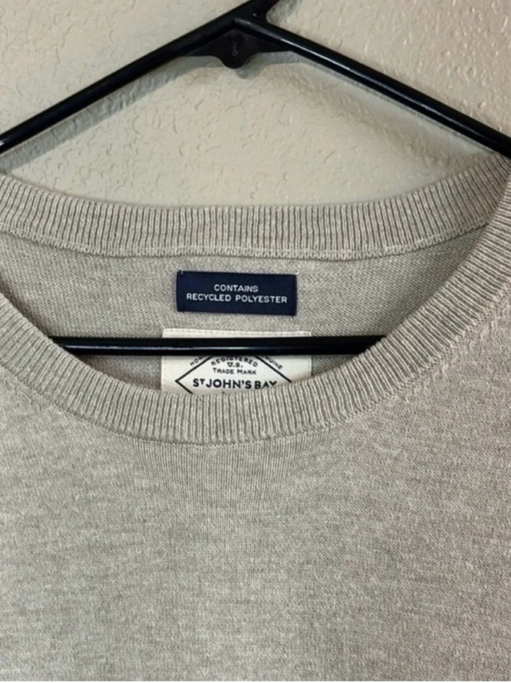 New St. John's Bay Sweater Men’s Tan Crew Neck Classic Knit Super Soft Size XL